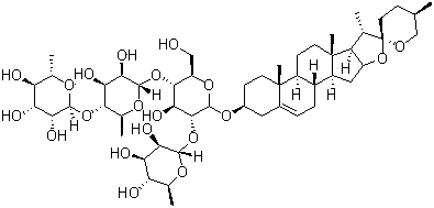 structure of CAS# 50773-42-7, Formosanin C;Paris II; Paris saponin II; Parissaponin Pb; Parrisaponin; (3beta,25R)-Spirost-5-en-3-yl O-6-deoxy-alpha-L-mannopyranosyl-(1-2)-O-[O-6-deoxy-alpha-L-mannopyranosyl-(1-4)-6-deoxy-alpha-L-mannopyranosyl-(1-4)]-beta-D-glucopyranoside