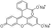 结构式 CAS# 518-47-8, 荧光素钠; 荧光素钠盐; 荧光红钠; 荧光黄钠; 荧光素二钠; 酸性黄 73; 9-(邻羧基苯基)-6-羟基-3H-呫吨-3-酮二钠盐