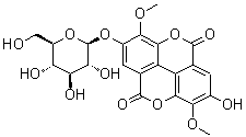 structure of CAS# 51803-68-0, 3,3'-Di-O-methylellagic acid-4'-O-beta-D-glucopyranoside