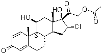 (11beta,16beta)-21-(乙酰氧基)-16-氯-11,17-二羟基-孕甾-1,4-二烯-3,20-二酮分子结构 (CAS 52-12-0)