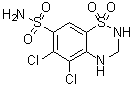 structure of CAS# 5233-42-1, 5,6-Dichloro-3,4-dihydro-2H-1,2,4-benzothiadiazine-7-sulfonamide 1,1-dioxide