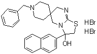 2',3'-Dihydro-3'-(2-naphthalenyl)-1-(phenylmethyl)-spiro[piperidine-4,6'(7'H)-[5H]thiazolo[3,2-a]pyrimidin]-3'-ol dihydrobromide molecular structure (CAS 52419-69-9)