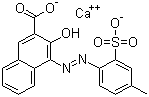 结构式 CAS# 5281-04-9, 颜料红 57:1; 3-羟基-4-[(4-甲基-2-磺酸基苯基)偶氮]-2-萘甲酸 钙盐
