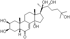 structure of CAS# 5289-74-7, Hydroxyecdysone;20-Hydroxyecdysone; 2b,3b,14a,20b,22,25-Hexahydroxycholest-7-en-6-one; beta-Ecdysone
