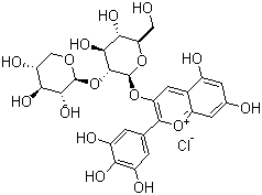 结构式 CAS# 53158-73-9, 氯化花翠素 3-桑布双糖苷
