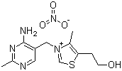 结构式 CAS# 532-43-4, 硝酸硫胺; 维生素 B1 硝酸盐; 3-[(4-氨基-2-甲基-5-嘧啶基)甲基]-5-(2-羟乙基)-4-甲基噻唑鎓硝酸盐