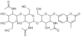 4-Methylumbelliferyl N,N',N''-triacetyl-beta-chitotrioside molecular structure (CAS 53643-13-3)