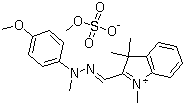 structure of CAS# 54060-92-3, Basic Yellow 28;Crypur Golden Yellow GL; Maxilon Golden Yellow GL; Maxilon Golden Yellow GL Pearls; Maxilon Golden Yellow RL; 2-[[2-(4-Methoxyphenyl)-2-methylhydrazinylidene]methyl]-1,3,3-trimethyl-3H-indolium methyl sulfate