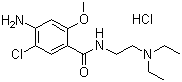 结构式 CAS# 54143-57-6, 盐酸甲氧氯普胺; N-[(2-二乙氨基)乙基]-4-氨基-2-甲氧基-5-氯-苯甲酰胺盐酸盐