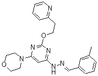 structure of CAS# 541550-19-0, Apilimod;STA 5326; 3-Methylbenzaldehyde [6-(4-morpholinyl)-2-[2-(2-pyridinyl)ethoxy]-4-pyrimidinyl]hydrazone