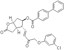 [1,1'-Biphenyl]-4-carboxylic acid [3aR-[3aa,4a(E),5b,6aa]]-4-[4-(3-chlorophenoxy)-3-oxo-1-butenyl]hexahydro-2-oxo-2H-cyclopenta[b]furan-5-yl ester molecular structure (CAS 54324-79-7)