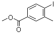 structure of CAS# 5471-81-8, 4-Iodo-3-methylbenzoic acid methyl ester;4-Iodo-m-toluic acid methyl ester; Methyl 3-methyl-4-iodobenzoate; Methyl 4-iodo-3-methylbenzoate; NSC 28460
