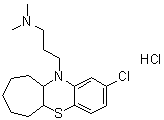 2-Chloro-6,7,8,9,10,10a-hexahydro-N,N-dimethylbenzo[b]cyclohepta[e][1,4]thiazine-11(5aH)-propanamine monohydrochloride molecular structure (CAS 54969-07-2)