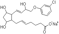 结构式 CAS# 55028-72-3, 氯前列烯醇钠; 7-[2-[4-(3-氯苯氧基)-3-羟基丁-1-烯基]-3,5-二羟基环戊基]庚-5-烯酸钠
