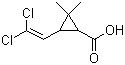 结构式 CAS# 55701-03-6, 反式右旋菊酸; 3-(2,2-二氯乙烯基)-2,2-二甲基环丙烷羧酸