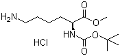 结构式 CAS# 55757-60-3, N-叔丁氧羰基赖氨酸甲酯盐酸盐
