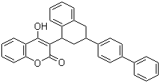 结构式 CAS# 56073-07-5, 鼠得克; 联苯杀鼠萘; 3-(3-联苯基-1,2,3,4-四氢萘基-1-基)-4-羟基-2H-1-苯并吡喃-2-酮