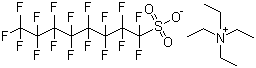 structure of CAS# 56773-42-3, Heptadecafluorooctanesulfonic acid tetraethylammonium salt;Perfluorooctanesulfonic acid tetraethylammonium salt; Tetraethylammonium perfluoroctylsufonate; FT-248