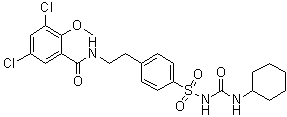 3,5-Dichloro-N-[2-[4-[[[(cyclohexylamino)carbonyl]amino]sulfonyl]phenyl]ethyl]-2-methoxybenzamide molecular structure (CAS 57334-89-1)