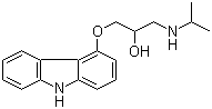 结构式 CAS# 57775-29-8, 卡拉洛尔; 咔唑心安; 4-(3-异丙胺基-2-羟基丙氧基)咔唑