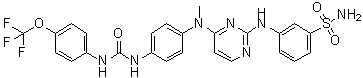 structure of CAS# 579515-63-2, 3-[[4-[Methyl[4-[[[[4-(trifluoromethoxy)phenyl]amino]carbonyl]amino]phenyl]amino]-2-pyrimidinyl]amino]benzenesulfonamide