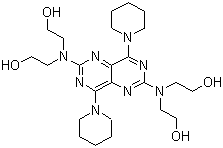 structure of CAS# 58-32-2, Dypyridamole;2,6-Bis(diethanolamino)-4,8-dipiperidinopyrimido-[5,4-d]pyrimidin; Dipridacot; Dipyridamol; Persantin