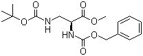 structure of CAS# 58457-98-0, (S)-Methyl 2-N-Cbz-3-N-Boc-propanoate;3-[[(1,1-Dimethylethoxy)carbonyl]amino]-N-[(phenylmethoxy)carbonyl]-L-alanine methyl ester
