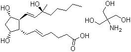 structure of CAS# 58551-69-2, Carboprost tromethamine;(Z)-7-[(1R,2S,3R,5S)-3,5-Dihydroxy-2-[(E,3S)-3-hydroxy-3-methyl-oct-1-enyl]cyclopentyl]hept-5-enoic acid 2-amino-2-(hydroxymethyl)propane-1,3-diol