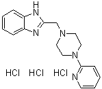 结构式 CAS# 587870-77-7, 2-[[4-(2-吡啶基)-1-哌嗪基]甲基]-1H-苯并咪唑三盐酸盐