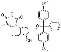 structure of CAS# 588691-24-1, 5'-O-[Bis(4-methoxyphenyl)phenylmethyl]-5-iodo-2'-O-methyluridine