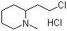 结构式 CAS# 58878-37-8, 2-氯乙基-N-甲基哌啶盐酸盐; 2-(2-氯乙基)-1-甲基哌啶盐酸盐