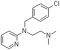 结构式 CAS# 59-32-5, 氯吡拉敏; 氯吡胺; 2-[(4-氯苄基)[2-(二甲基氨基)乙基]氨基]吡啶