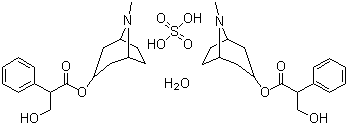 structure of CAS# 5908-99-6, Atropine sulfate monohydrate;alpha-(Hydroxymethyl)benzeneacetic acid 8-methyl-8-azabicyclo[3.2.1]oct-3-yl ester sulfate monohydrate