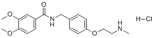 structure of CAS# 5922-37-2, Itopride Impurity 12 HCl;3,4-dimethoxy-N-(4-(2-(methylamino)ethoxy)benzyl)benzamide, hydrochloride (1:1)