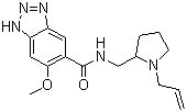结构式 CAS# 59338-93-1, 阿立必利; N-(1-烯丙基-2-吡咯烷基甲基)-6-甲氧基-1H-苯并三唑-5-甲酰胺