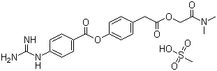 structure of CAS# 59721-29-8, Camostat mesilate;2-(Dimethylamino)-2-oxoethyl 4-(4-guanidinobenzoyloxy)phenylacetate methanesulphonate