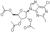 结构式 CAS# 5987-76-8, 2-碘-6-氯-9-(2',3',5'-三-O-乙酰基-beta-D-呋喃核糖基)嘌呤