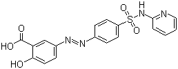 结构式 CAS# 599-79-1, 柳氮磺吡啶; 5-[对-(2-吡啶胺磺酰基)苯]偶氮水杨酸