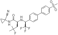 structure of CAS# 603139-19-1, Odanacatib;(2S)-N-(1-Cyanocyclopropyl)-4-fluoro-4-methyl-2-[[(1S)-2,2,2-trifluoro-1-[4'-(methylsulfonyl)[1,1'-biphenyl]-4-yl]ethyl]amino]pentanamide