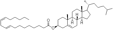 structure of CAS# 604-33-1, Cholesteryl linoleate;Cholesteryl 9,12-octadecadienoate; 5-Cholesten-3beta-ol 3-linoleate; [(3S,8S,9S,10R,13R,14S,17R)-10,13-Dimethyl-17-[(2R)-6-methylheptan-2-yl]-2,3,4,7,8,9,11,12,14,15,16,17-dodecahydro-1H-cyclopenta[a]phenanthren-3-yl] (9Z,12Z)-octadeca-9,12-dienoate