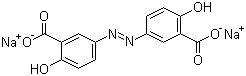 结构式 CAS# 6054-98-4, 奥沙拉秦钠; 媒介黄 5; 5,5'-偶氮双水杨酸二钠盐; 3,3-偶氮双(6-羟基苯甲酸)二钠盐