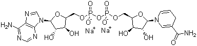 beta-烟酰胺腺嘌呤二核苷二钠分子结构 (CAS 606-68-8)