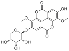 3,3'-Di-O-methyl-4-O-(beta-D-xylopyranosyl)ellagic acid molecular structure (CAS 62218-23-9)