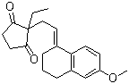 2-[(2E)-2-(3,4-Dihydro-6-methoxy-1(2H)-naphthalenylidene)ethyl]-2-ethyl-1,3-cyclopentanedione molecular structure (CAS 62298-52-6)