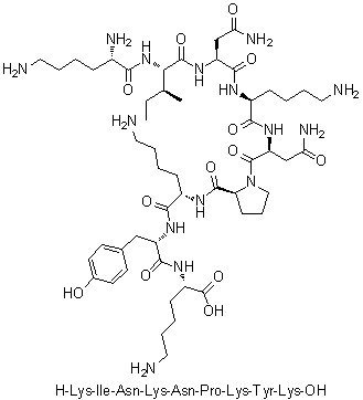 L-Lysyl-L-isoleucyl-L-asparaginyl-L-lysyl-L-asparaginyl-L-prolyl-L-lysyl-L-tyrosyl-L-lysine molecular structure (CAS 625854-71-9)