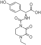 结构式 CAS# 62893-24-7, 氧哌嗪酸; D-(-)-2-[(4-乙基-2,3-二氧代-1-哌嗪基)酰氨基]-2-(4-羟基苯基)乙酸