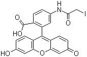 structure of CAS# 63368-54-7, 4(5)-(Iodoacetamido)fluorescein