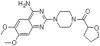 结构式 CAS# 63590-64-7, 特拉唑嗪; 1-(4-氨基-6,7-二甲氧基-2-喹唑啉基)-4-[(四氢呋喃-2-甲酰基)哌嗪