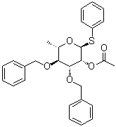 Phenyl 6-deoxy-3,4-bis-O-(phenylmethyl)-1-thio-alpha-L-mannopyranoside acetate molecular structure (CAS 636559-71-2)