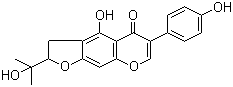 结构式 CAS# 63807-85-2, Erythrinin C; 2,3-二氢-4-羟基-2-(1-羟基-1-甲基乙基)-6-(4-羟基苯基)-5H-呋喃并[3,2-g][1]苯并吡喃-5-酮